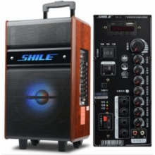 狮乐(SHILE) SD-3 10英寸拉杆音箱 带蓝牙/插卡/USB播放 内置录音功能 配两只无线麦克风 尺寸:345*240*546mm